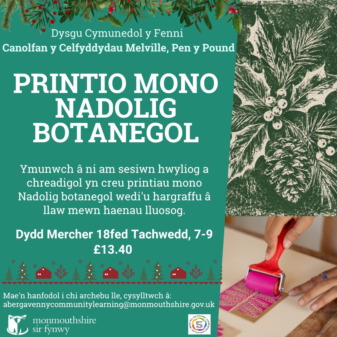 MonHubs's tweet photo. 🎄Printio Mono Nadolig Botanegol yn y Fenni🎄

🎄Botanical Christmas Mono Printing In Abergavenny🎄 https://t.co/QQLTmUYwYo