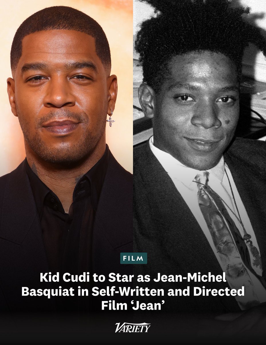 Variety's tweet photo. Kid Cudi will star as artist Jean-Michel Basquiat in “Jean,” a film he wrote and will direct. Filming is set to begin in 2027.

"For years people have asked me about playing Jean Michel Basquiat in a film,” Cudi wrote on social media. “But no project actually came to be. This year, I finally said f*ck it, ima write it myself. Did a wardrobe test, got a wig made (this isnt the final just a rough, trust me we gon get it perfect). But I wanted to tease what we been cooking a bit. This film will be a love letter to Jean, the 80s and NY city. Jean has inspired me all through out my career, and it will be the biggest honor to tell his story in a way we haven’t seen before. I know a lot of yall gon be like FINALLY hahaha I love it. This ones for all those dreamers out there."

https://t.co/obOv7Ipp00