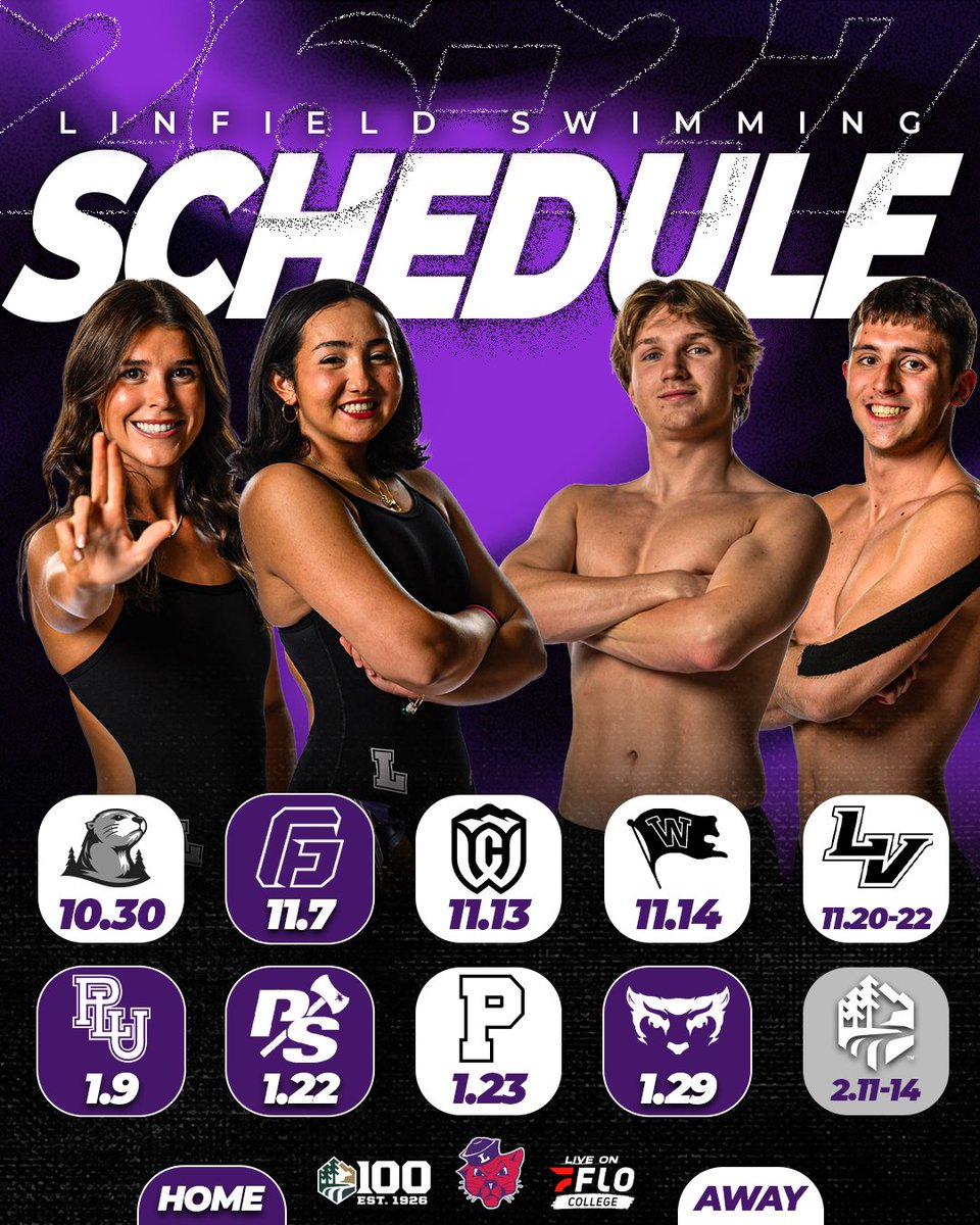 linfieldsports's tweet photo. Diving into 2026-27! 🏊

@linfieldswim 2026-27 Schedule! 📆

🔗More Info: https://t.co/wQ2dGoHzj7

#RollCats | #D3swim | #NWCswim https://t.co/Io2AOE0Ux5