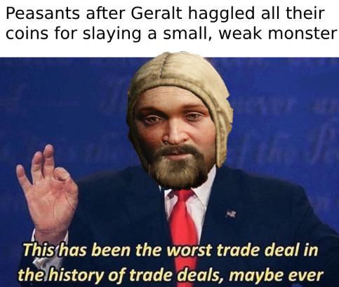 WitcherHour's tweet photo. Do you haggle with peasants? https://t.co/rlTDpObbNx