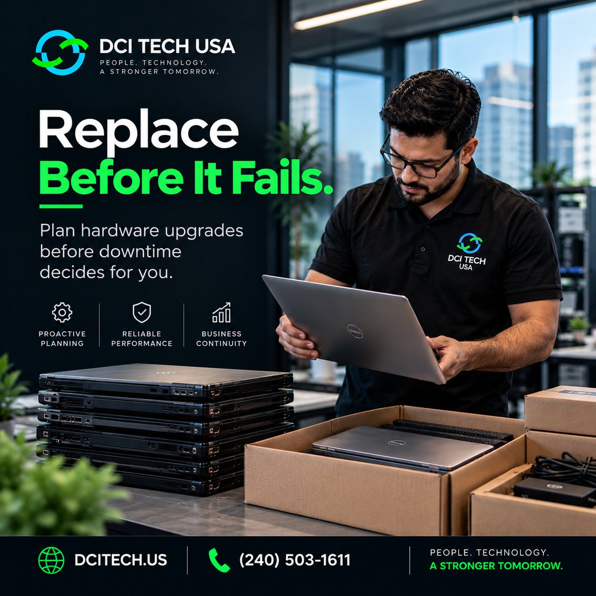 dci_tech's tweet photo. Old hardware shouldn’t decide when your business stops.

DCI TECH USA helps plan device replacements before failures impact productivity, performance, or operations.

🌐 https://t.co/lJ7sISli4F | 📞 (240) 503-1611

#DCITECHUSA #HardwareLifecycle #ITPlanning https://t.co/Pf39uPM6wW