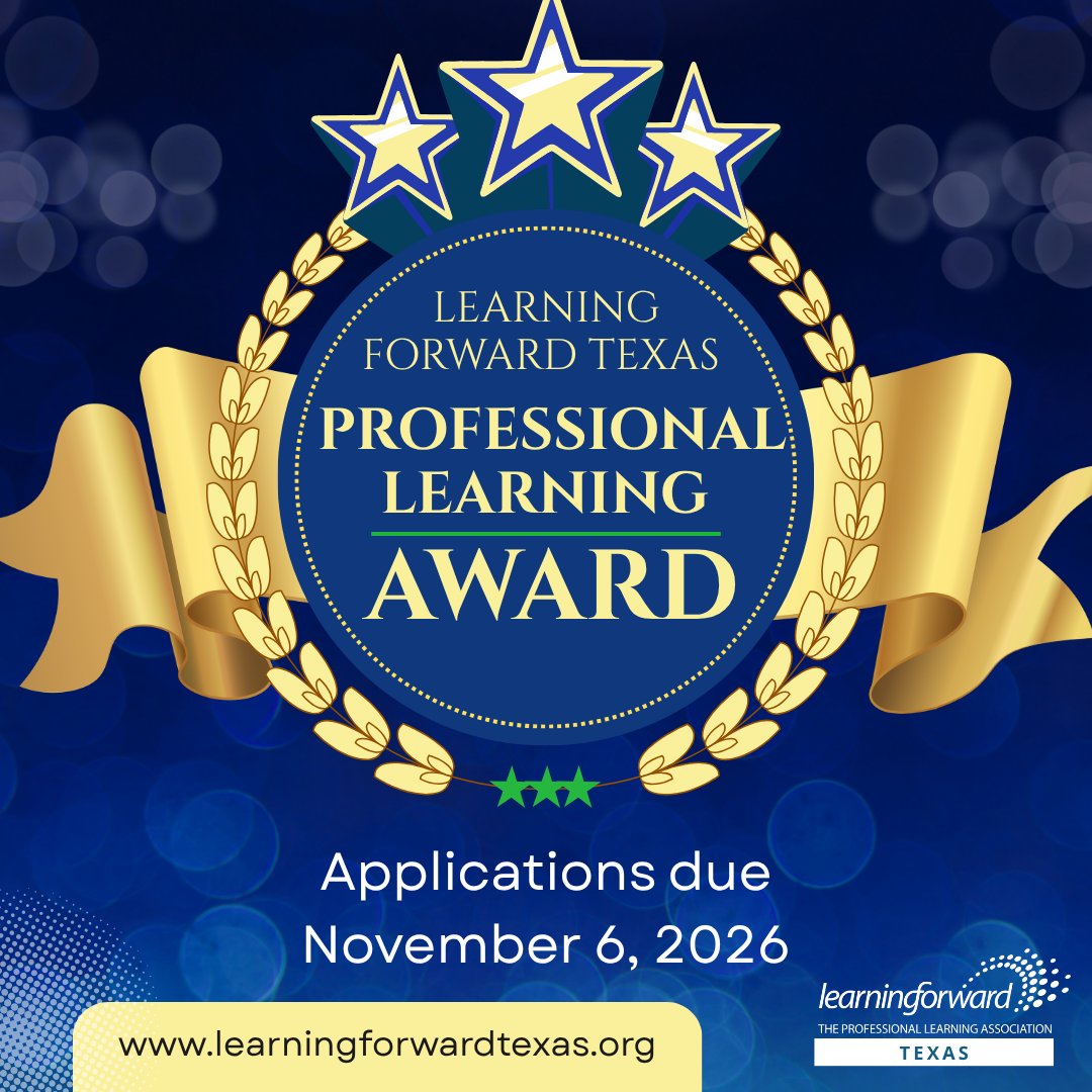 LearnTexas's tweet photo. 🤫 Psst... We know great things are happening in Texas schools!
Don't keep those successes a secret!

🏆 The 2027 LFTX PL Award recognizes teams, campuses, and districts making a measurable difference through PL.
📅 Apply by November 6, 2026!
#LearnFwdTX #PL4PL #LFTXlearns https://t.co/CJqo4xeqaU