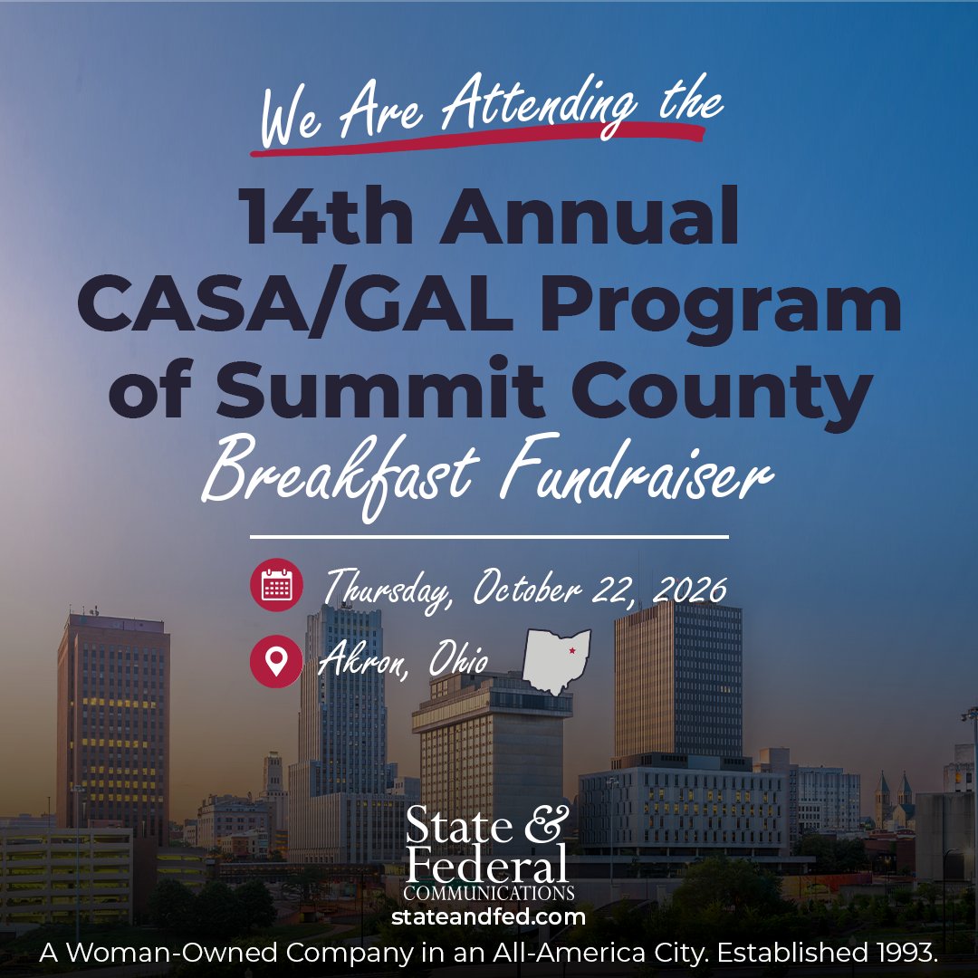 StateandFederal's tweet photo. The State and Federal Communications team is attending the 14th Annual CASA/GAL Breakfast Fundraiser! We take pride in supporting organizations in our community working to make a difference. https://t.co/S7noOrkcUG