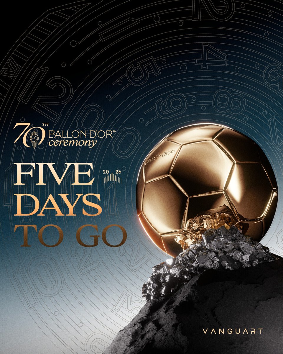 ballondor's tweet photo. Five days to go before the 2026 Ballon d'Or Ceremony! 

#ballondor https://t.co/5GON6L5urL