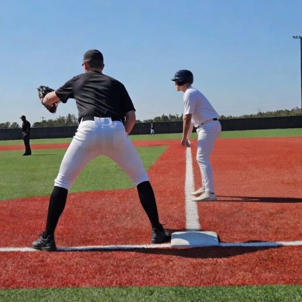 GoGoGolson's tweet photo. Being in the 1st base coach's box gives me a great view of how inefficient some leads are. It's a game of inches. Taking a lead off the back edge is one thing... but taking it off 2 feet behind the baseline is just not going to cut it when you're out by a half step. 

2 feet behind the baseline means the same lead (let's say 10 feet off the base) is 2.4 inches farther from the base than the one in the baseline. I'll restate the baseball wisdom again... It's a game of inches.

"But what if I'm not trying to steal?" -Honest rebuttal

Well, when your teammate hits that groundball to the Shortstop's right and throws to the covering 2nd baseman at 2nd, that 2.4 inches means A LOT. Instead of being a big (little) play, it's an out. But it's okay because you weren't trying to steal, right?

Attention to detail is the name of the game. Don't forget the details. Straight lines are quicker than longer straight lines.

Also, if you ARE trying to steal, taking a lead closer to the baseline makes your lead look shorter to the pitcher. 

Be a better baserunner immediately with this one adjustment. Take your lead in the baseline at 1st!

Thank you as always!