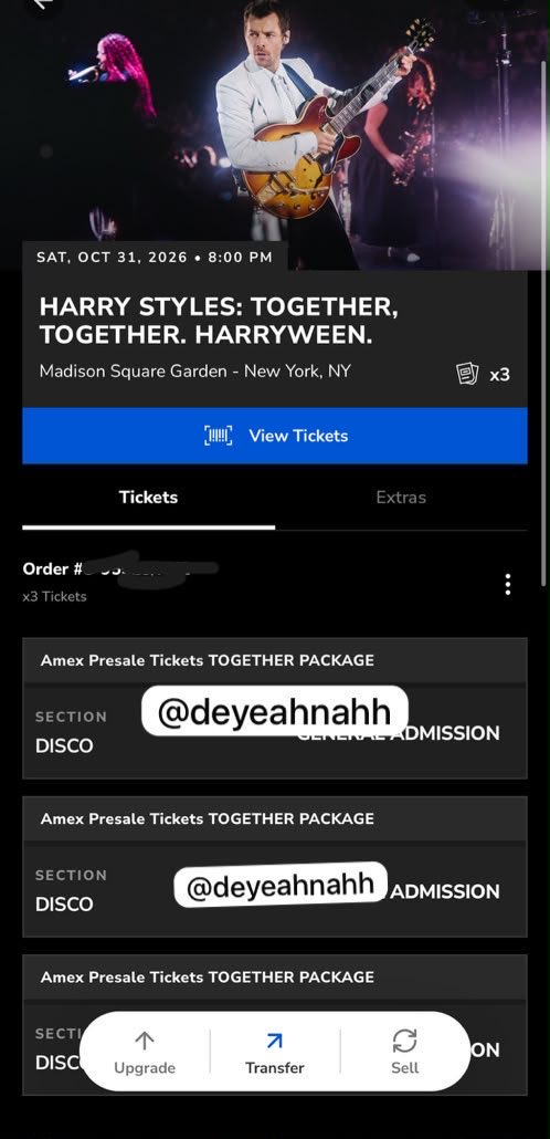 deyeahnahh's tweet photo. hi everyone!! 🎃🪩 i’m selling 3 disco vip (together package) pit tickets for harry styles’ together together harryween show in NYC on halloween night, 10/31!! 

I’m selling for a good price and just hoping these go to fans who’ll have the best time ever!! 🥹🫶🏼

dm me if you’re interested! i can share proofs in dms and accept pp