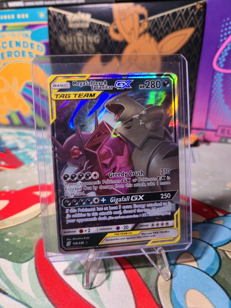 DivisiveContent's tweet photo. Came home from a trade with this one... Mega Sableye &amp; Tyranitar GX, with Arita art. https://t.co/DkPW8I4oO1