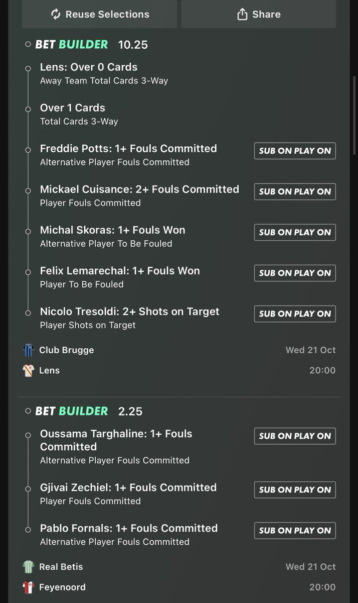 AverageJTips's tweet photo. Betis and Brugge 

Brugge bet builder 11.00

Combined double 23.06
Link - Add To Your Bet Slip - https://t.co/wf6xzx2EqG https://t.co/fEOUeNwBsv