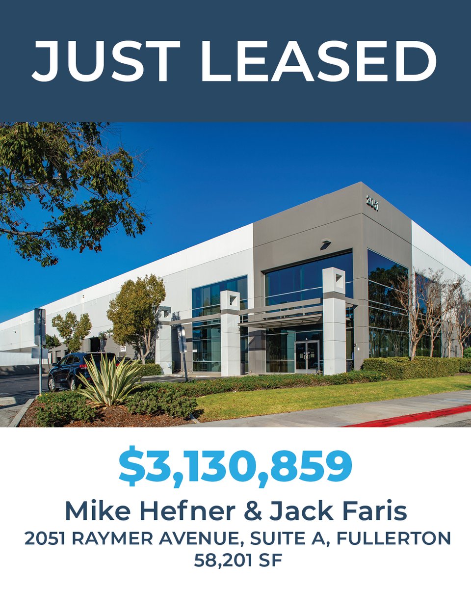 VoitRealEstate's tweet photo. Congratulations to Mike Hefner, SIOR of Voit’s Anaheim office and Jack Faris of the Irvine office for executing the $3,130,859 lease of this 58,201 SF industrial suite in Fullerton. The Voit team represented the landlord in this transaction. Nice work!

#VoitRealEstate #CREBroker #RealEstate #CommercialRealEstate #SocalRealEstate #CommercialLease #Industrial #LandlordRepresentation #SIOR #SIORGlobal