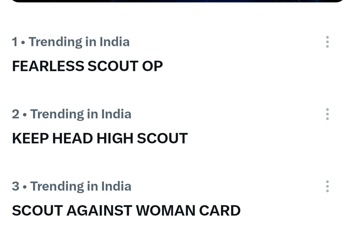 Rohitchuahann12's tweet photo. SCOUT ARMY POWER IS UNMATCHED!

3 TRENDS IN INDIA AT THE SAME TIME!

FEARLESS SCOUT OP
KEEP HEAD HIGH SCOUT
SCOUT AGAINST WOMAN CARD

You can ignore Scout OP but you can NEVER ignore the power of SCOUT ARMY!

#ScoutOP #ScoutArmy #BiggBoss20 https://t.co/9VQbqq9MrW