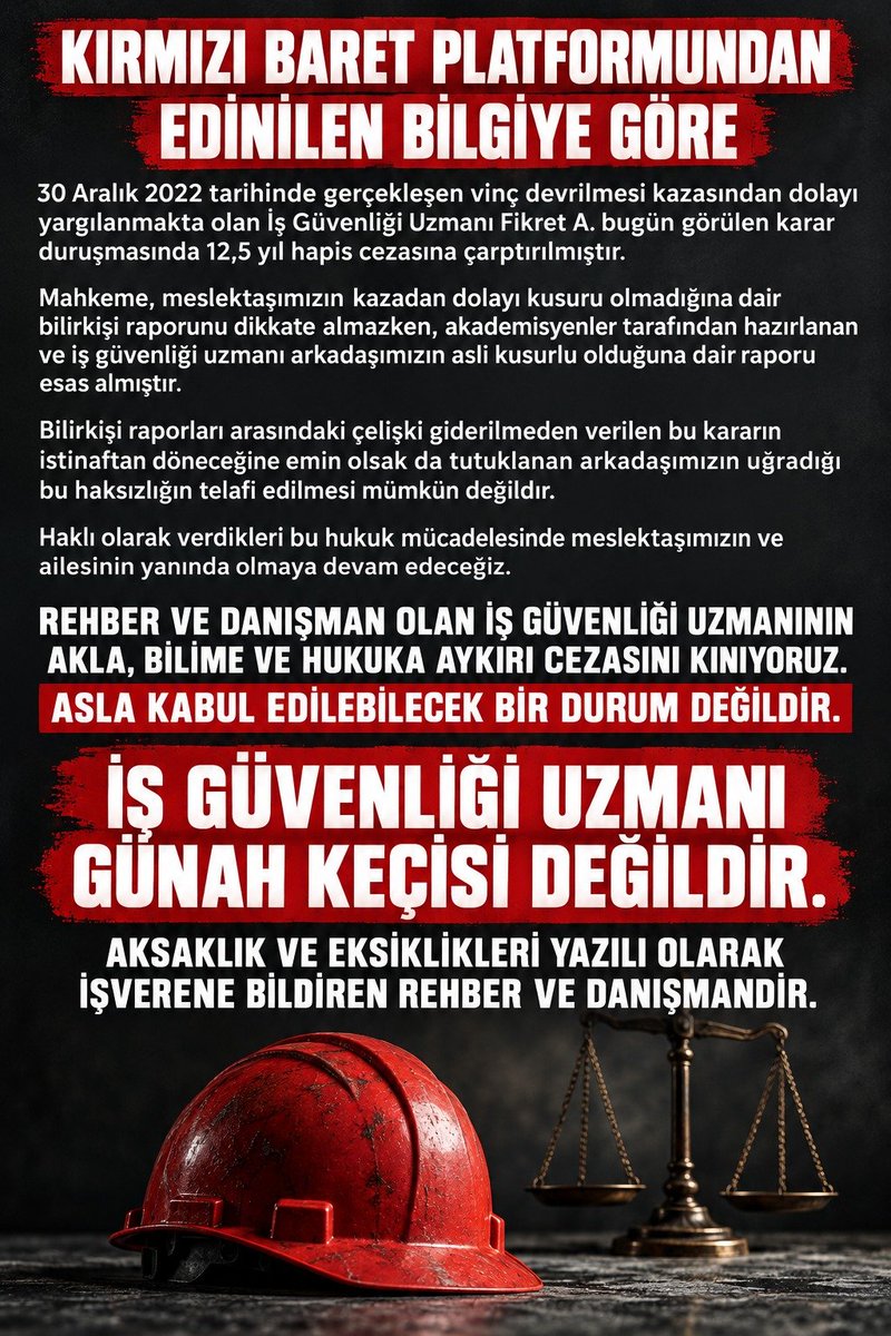 KirmiziBaretli's tweet photo. Günlerdir tutuklu iş güvenliği uzmanı arkadaşımız için ses oluyoruz sizler de sesimizi ses olun
#BugünFikretYarınHangimiz

@kozatv01 @sozcu_tv @gazetesozcu @evrenselgzt @birgun_gazetesi @cnnturk @haberturk @ntv  @trthaber @anadoluajansi @ankahabera @ihacomtr @dha_web @nowhaber https://t.co/CZRdSLB8Gv