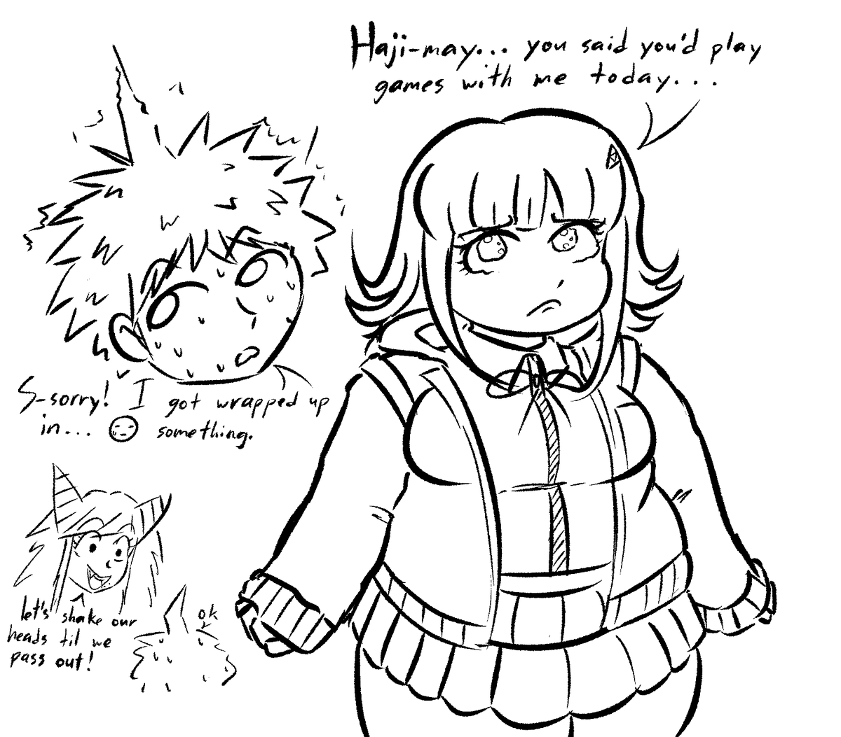 taskmaster_art's tweet photo. Hodgepodge-in-May... be nice to Chalky... your life depends on it... #danganronpa https://t.co/h0MPVnGuDA