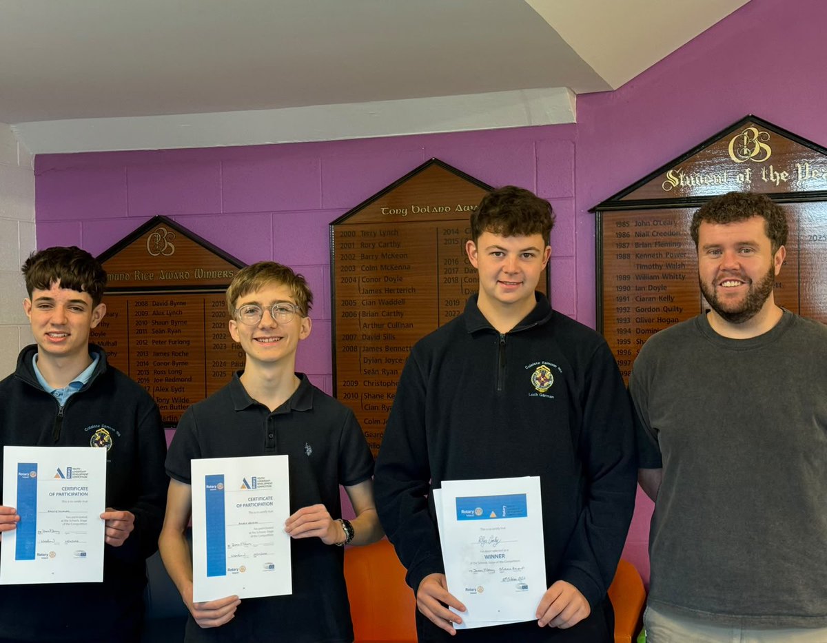 WexCBS's tweet photo. Congratulations to TY student Rhys Carley, who, following an interview process with Rotary Wexford, has been selected to represent Wexford CBS in the next stage of this year’s Rotary Leadership Development competition 👏🏻

We wish Rhys the very best of luck in the next stage! https://t.co/0Z8r2gzOa6