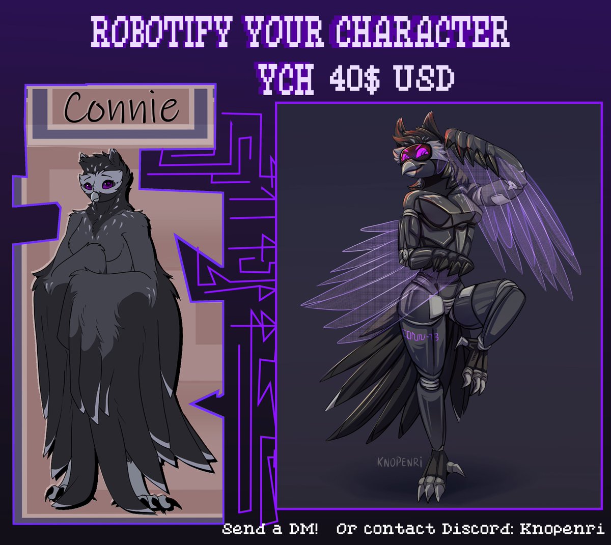 knopenri's tweet photo. YCH - ! Robotify Your Character ! (40$) 

Your OC can get the gears running! The wires working! Get a fullbody robo version of them!🔧

 -Any species 
-Any gender 
-Customizable Design, feedbacks included!

Paypal Payment, Upfront - 🕐 1-3 weeks! (Queue Based) https://t.co/ZRXKVeqTWw