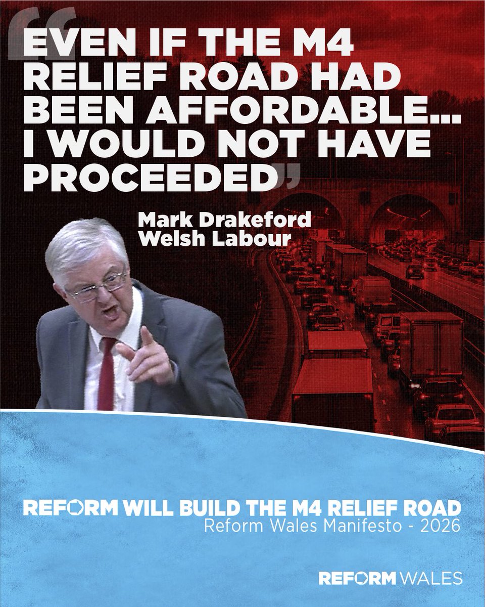 RUKWales's tweet photo. Tonight, the Senedd finally backed plans for an M4 Relief Road. 

Reform has dragged the establishment kicking and screaming towards common sense. https://t.co/DQf3KtgZkz