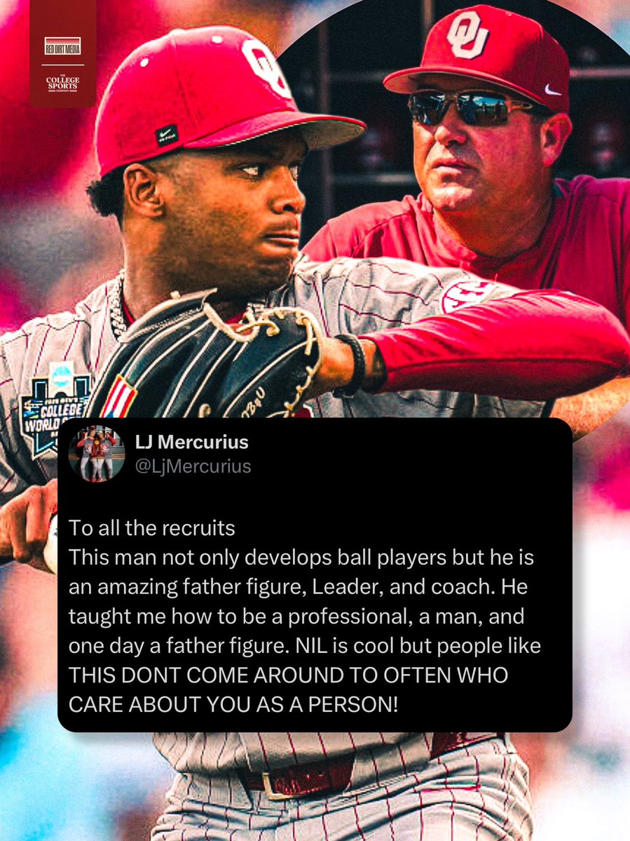 RedDirtMediaCo's tweet photo. Former Sooner pitcher @LjMercurius delivers a powerful statement to recruits about his former skipper, Skip Johnson! ⚾️ https://t.co/LAMuUg6pzA