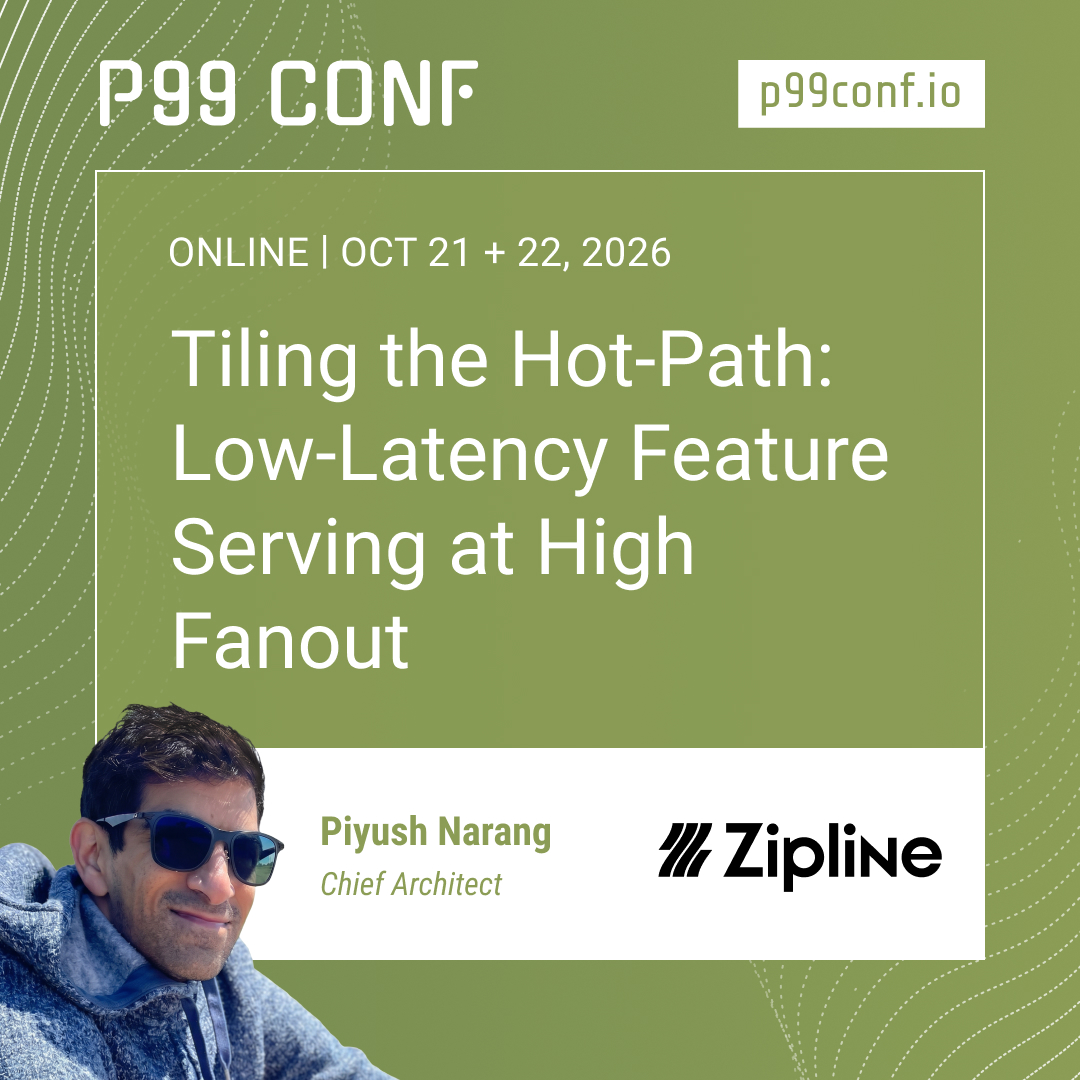 P99CONF's tweet photo. In 10 minutes, we bring these to #P99CONF:
- Tyson Brown: Well Designed Databases are CPU Bound
- Cristian Velazquez: Unlocking the Go Execution Tracer
- @zipline's Piyush Narang: Tilling the Hot-Path
You can interact with these speakers here: https://t.co/MoHTYXgVyc
#ScyllaDB https://t.co/iVZQJPyiRx