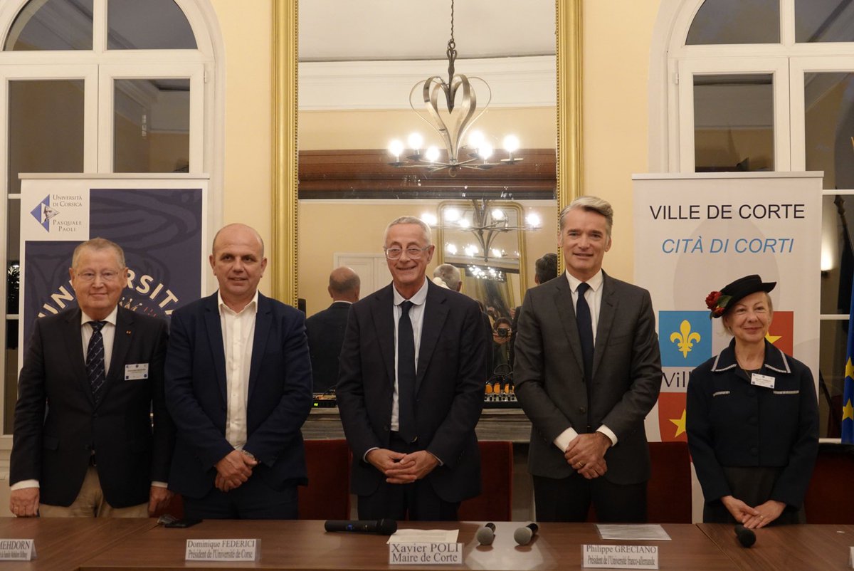 UnivCorse's tweet photo. L’Université franco-allemande, l’Université de Corse et ses partenaires, lancent le Dialogue franco-allemand pour la médiation interculturelle. Une signature solennelle vient affirmer l’engagement commun en faveur du dialogue, de la démocratie et de la coopération internationale. https://t.co/7RgUd7xJY2