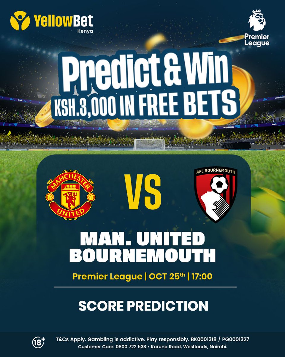 YellowbetKenya's tweet photo. Predict &amp; WIN - KSH 3,000
➡️ 15 Winners
🤑 Prize Pool KSH 200 each
👉How to Participate:
1. Write your prediction
2. Share the post
3. Write your User ID
🎲 The winners will be selected at random from all eligible entries that meet the participation requirements.

#Yellowbet https://t.co/uHEOgY2nlA