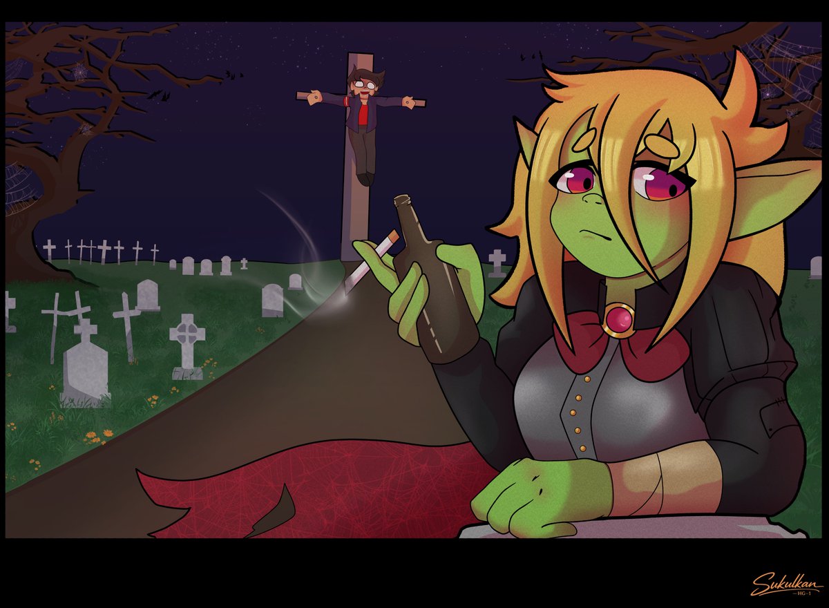 sukulkan's tweet photo. Habrá elegido truco. Liz no se anda con bromas en lo absoluto eh....  
Espero te guste el dibujito Nata ^-^
#Art #digitalart https://t.co/4nR95cQ4wI
