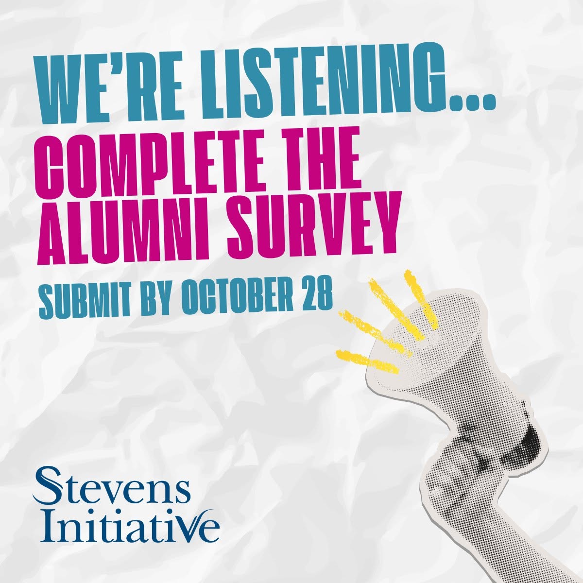 StevensInit's tweet photo. ⏰Reminder⏰: There’s only one week left to complete our annual alumni survey! Share your experience with the Stevens Initiative and help shape what our alumni network will look like in the future by Monday, October 28: https://t.co/8KC2SFU5QV https://t.co/2gNfzW2GVy