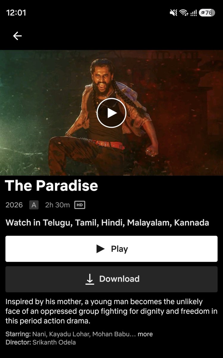 Cinemabanisa_06's tweet photo. @TheParadiseOffl @NameisNani @odela_srikanth Streaming Now https://t.co/YKjBQI2WDX