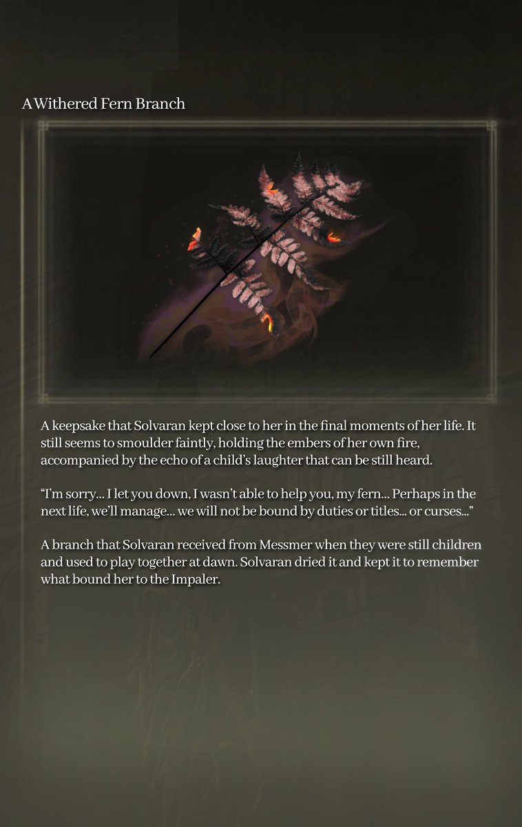 FLich_Studio's tweet photo. #eldenringoc I finally did items description thing for Solvaran! That you can pick up, after Tarnished - so you- decided to kill Solvaran as her be Fire Captain NPC https://t.co/XwryHPz7U5