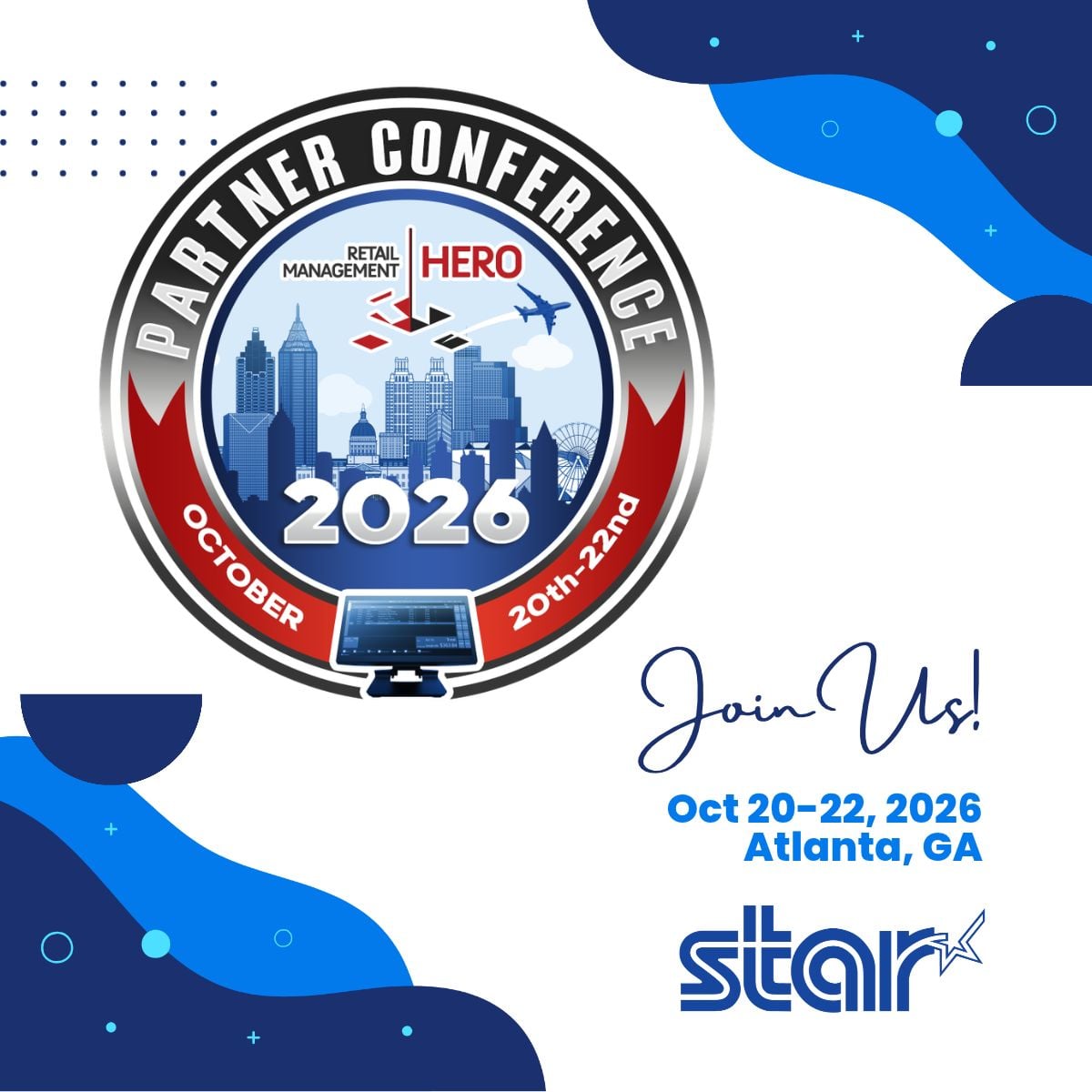 StarMicronics's tweet photo. We’re in Atlanta for the RMH Partner Conference! ⭐

The Star Micronics team is at The Ritz Atlanta today and tomorrow, connecting with RMH partners and talking all things retail technology.

Attending? Come say hi!

#RMHPartnerConference #StarMicronics #RetailTechnology #POS https://t.co/2rnV5OG9AZ