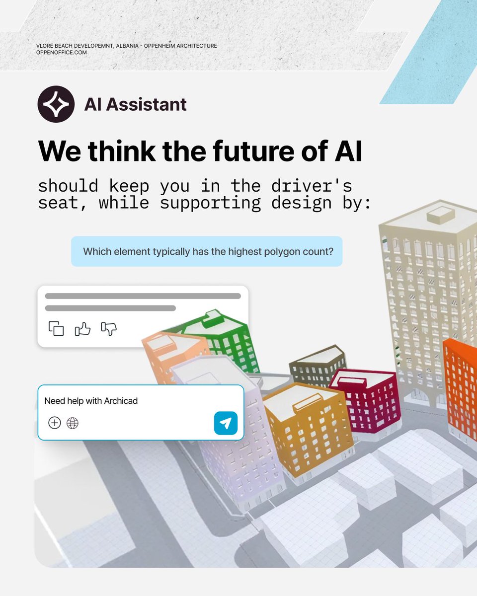 ARCHICAD's tweet photo. What do smart tools for engineers &amp; architects look like? 🤔
We see AI handling repetitive tasks, surfacing the insights that matter from your real project context, and opening new ways to explore design, all while you stay in the driver's seat.
https://t.co/Bm7StGp55p https://t.co/os3VwNGUa9