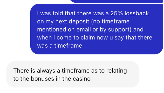 Con_Alert's tweet photo. Warning: Avoid @betbolt — they're scammers in my experience.

Yes, gambling is designed for players to lose, but this is truly unacceptable. I received a mystery bonus offer by email, and when I contacted support to claim it, they said it was 25% lossback on my next deposit. https://t.co/uxBMbeY5XM