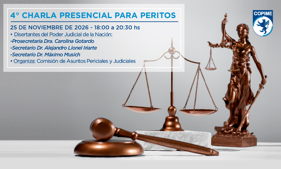 copimeorg's tweet photo. 4° Charla para Peritos

👥Presencial
📍Pasaje Del Carmen 776 CABA
🗓️Miércoles 25 de noviembre - 18:00 h

🔰TEMARIO:
-Ejecución de Honorarios, Intereses punitorios por mora, Art. 54 Ley 27423 – Tasa Activa BNA

ℹ️Más info: https://t.co/B6FpDIBCrK
📧Consultas: copime@copime.org.ar https://t.co/UmZHaYm3k8