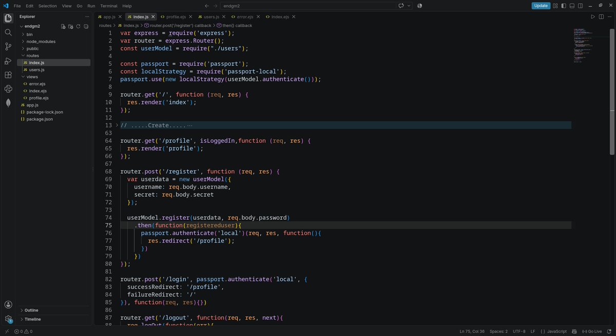 anmolbhagat_dev's tweet photo. Day 64/100 🚀

Worked on Express.js auth &amp; advanced Mongoose queries 💻

→ Practiced advanced MongoDB filtering
→ Implemented registration, login, and logout with Passport Local
→ Protected routes with authentication middleware

#100DaysOfCode #NodeJS #ExpressJS #MongoDB https://t.co/xavZlccuzx