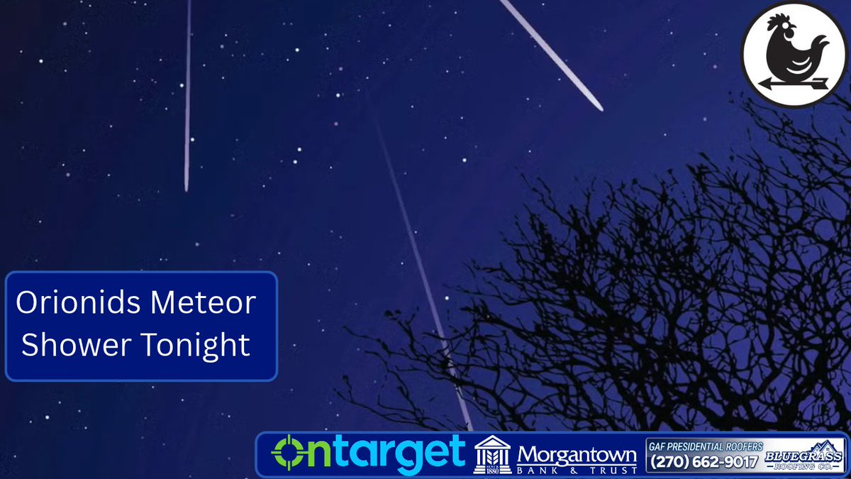 wxornotBG's tweet photo. Orionids Meteor Shower Tonight

Calling all night owls looking for something cool to do tonight! Don’t miss the Orionid meteor shower, which peaks tonight into tomorrow morning. The Orionids are tiny bits of debris from Halley’s Comet that burn up in Earth’s atmosphere, creating fiery streaks across the sky.

The shower is best viewed under a dark sky, and even moonlight can wash out the fainter meteors. Under ideal conditions, you could see 10–20 meteors per hour. While cloud cover won’t be an issue, light from the waxing gibbous moon will likely reduce the number of visible meteors.

The best time to watch will be in the hours just before dawn tomorrow, October 22nd. The moon sets around 3 AM, which will darken the sky and improve visibility.

Get away from city lights and look southeast toward the constellation Orion. So get to bed early and set your alarm to catch the show!
