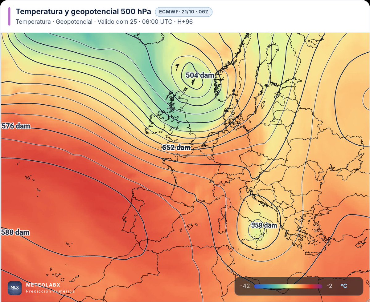alvaroliver's tweet photo. Se impone el anticiclón, con ambiente seco a excepción del Cantábrico, donde llegará algún frente. Las temperaturas son relativamente frías, aunque subirán la semana que viene. No sería raro que esta dinámica perdure lo que resta de mes. Mapas de Wetterzentrale y @meteolabx https://t.co/0M9h5R1qU1