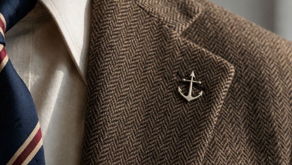 OsbornReserve's tweet photo. How to style a lapel pin 🧵

Once you've picked out your favorite pins to wear, what's the best way to style them? Placement, size, and occasion make all the difference. 

1/14 https://t.co/tqZ7QBsId8