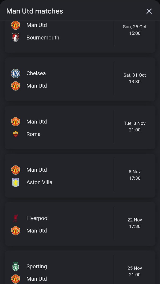 BIG_NAME999's tweet photo. Man Utd next 6 matches https://t.co/qfocHpLmkS