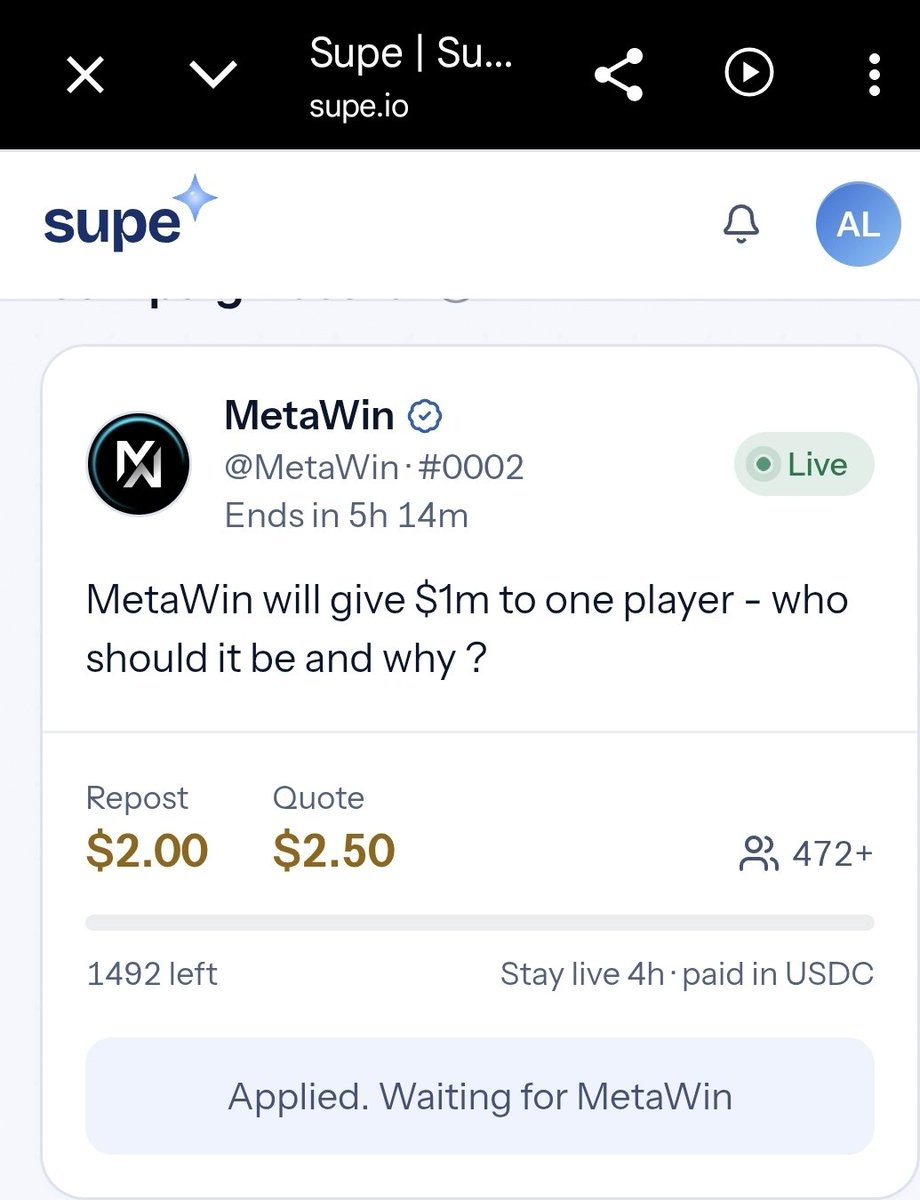 AlexandruBTC's tweet photo. @MetaWin @superewards I'm there! https://t.co/FIuZwyXFNr