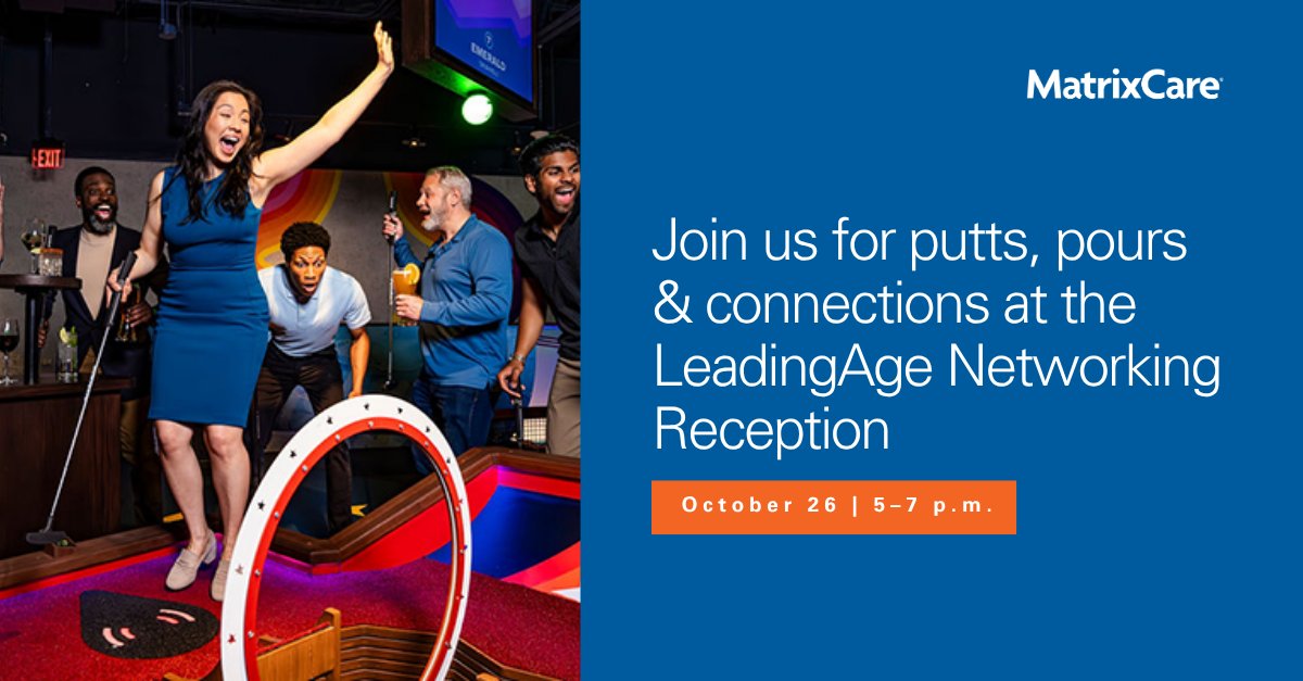 MatrixCare's tweet photo. Heading to Philly for @LeadingAge? Don’t forget to join us Monday evening at Puttshack Philadelphia to keep the conversations going after the show floor closes. 

Space is limited and RSVPs are closing soon, so consider this your last call to join us: https://t.co/4m8W7ETHpZ https://t.co/D9TEYuKXG3