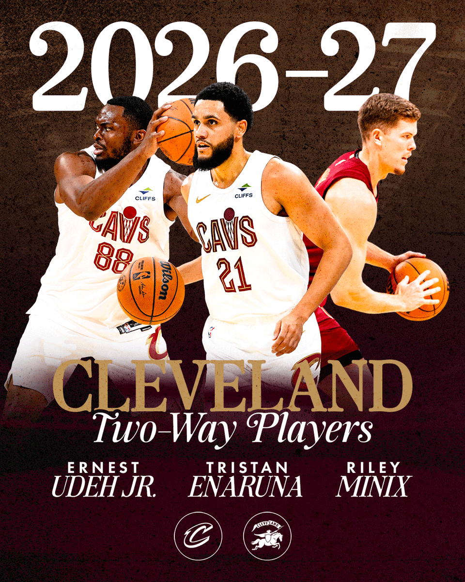 ChargeCLE's tweet photo. Introducing your 2026-26 Cavaliers and Charge Two-Way Players. #LetEmKnow #ChargeOn https://t.co/MtKdPay33Y