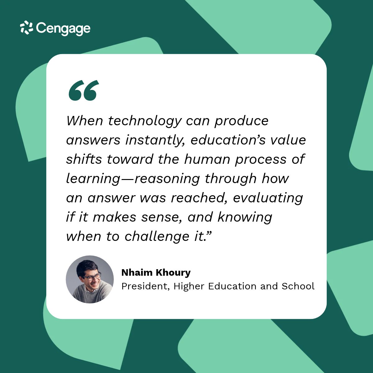 CengageLearning's tweet photo. As #AI becomes integrated into the workforce, critical thinking matters more than ever. #HigherEd can help students connect classroom learning to real-world challenges &amp; develop problem-solving skills to use AI effectively throughout their careers.
https://t.co/umBeQTxhkp https://t.co/mF2E23w0Bj