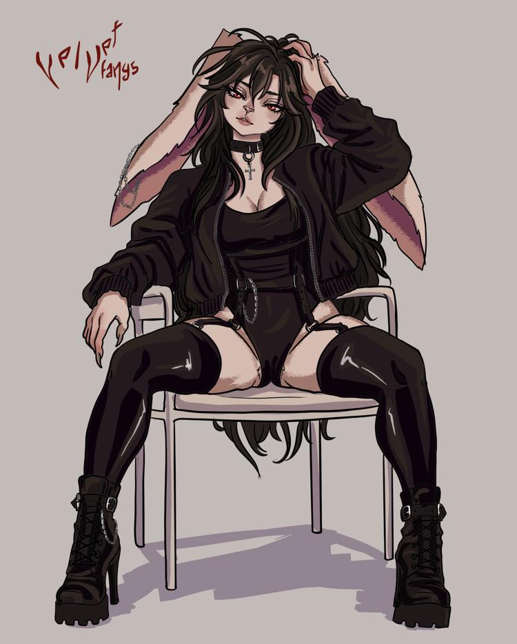 VelvetFangs77's tweet photo. Do you like the view ? 👀

#goth  #OC  #furry  #furryartㅤㅤㅤ  #bunnygirl https://t.co/NvBcAAMZ1e