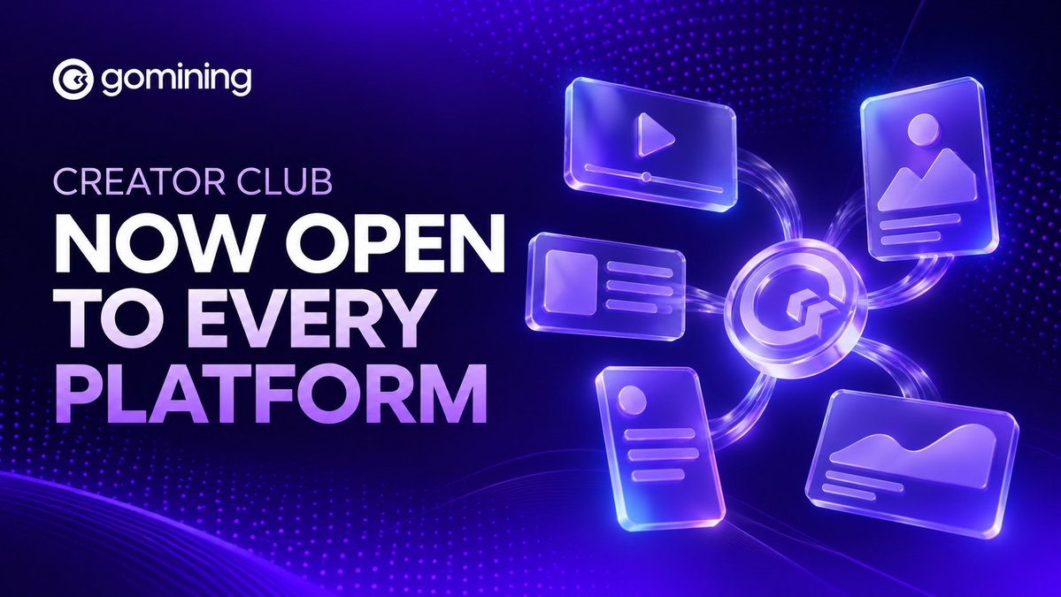 GoMining's tweet photo. Our creator club has a new name, and it is open to creators anywhere.

It is the Creator Club now, without the X, because good content about Gomining does not only happen in one place.

Anyone can apply, whether you are starting out or already have a large audience. There are still criteria, so not every application gets through, and what we are looking for is real experience of using the app and the willingness to tell your audience about it.

We value video, and creators showing what they actually do rather than describing it. We read every application, so applying does not guarantee a place.