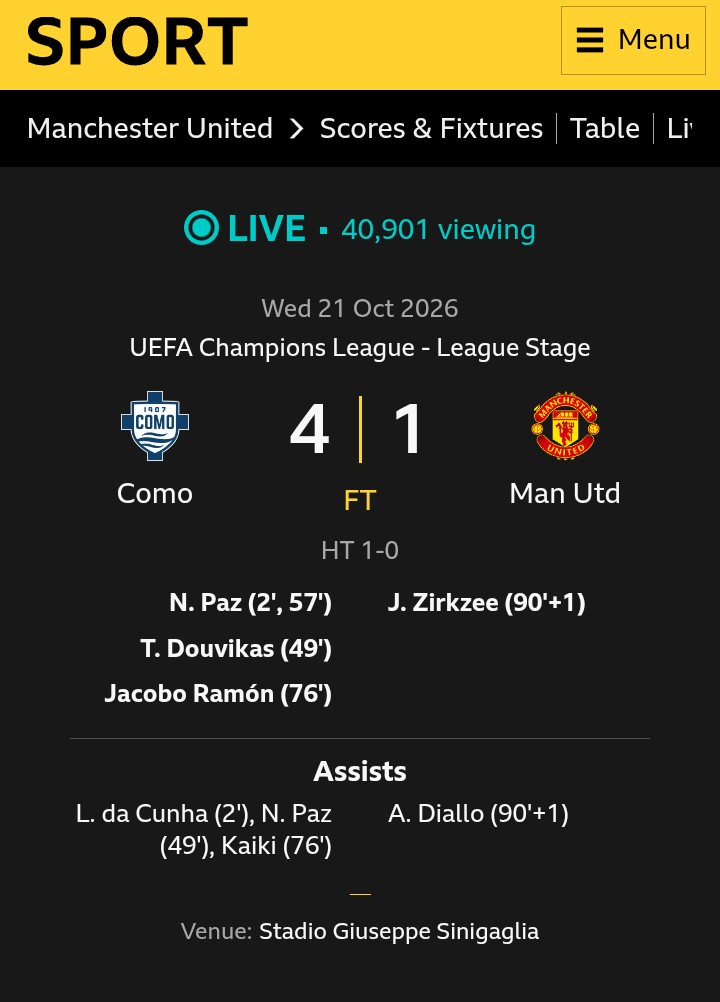 IsaacStatue's tweet photo. Como 0 Gillingham 1. 
Como 4 Manchester United 1. 
Beating Como in Como is not for everyone https://t.co/EJbpI823Bd