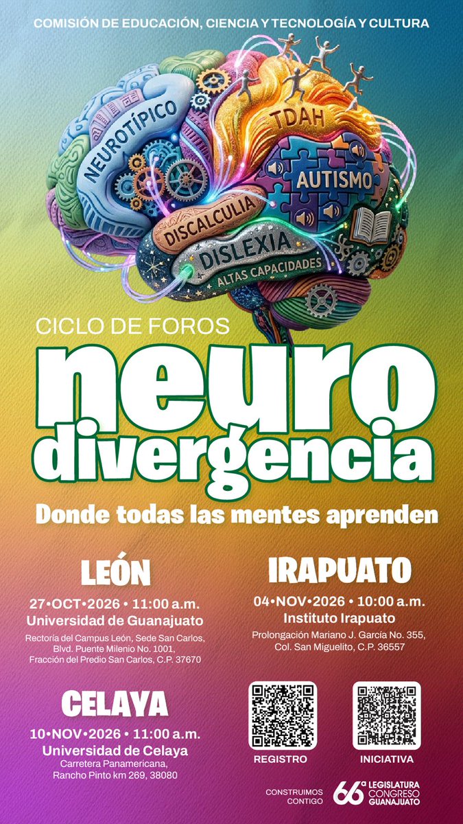 CongresoGto's tweet photo. Escuchar, compartir ideas y proponer también es construir. 🧠 Participa en este ciclo de foros sobre neurodivergencia.
¡Es tu Momento. Dilo!
#ConstruimosContigo #La66 🤝📜