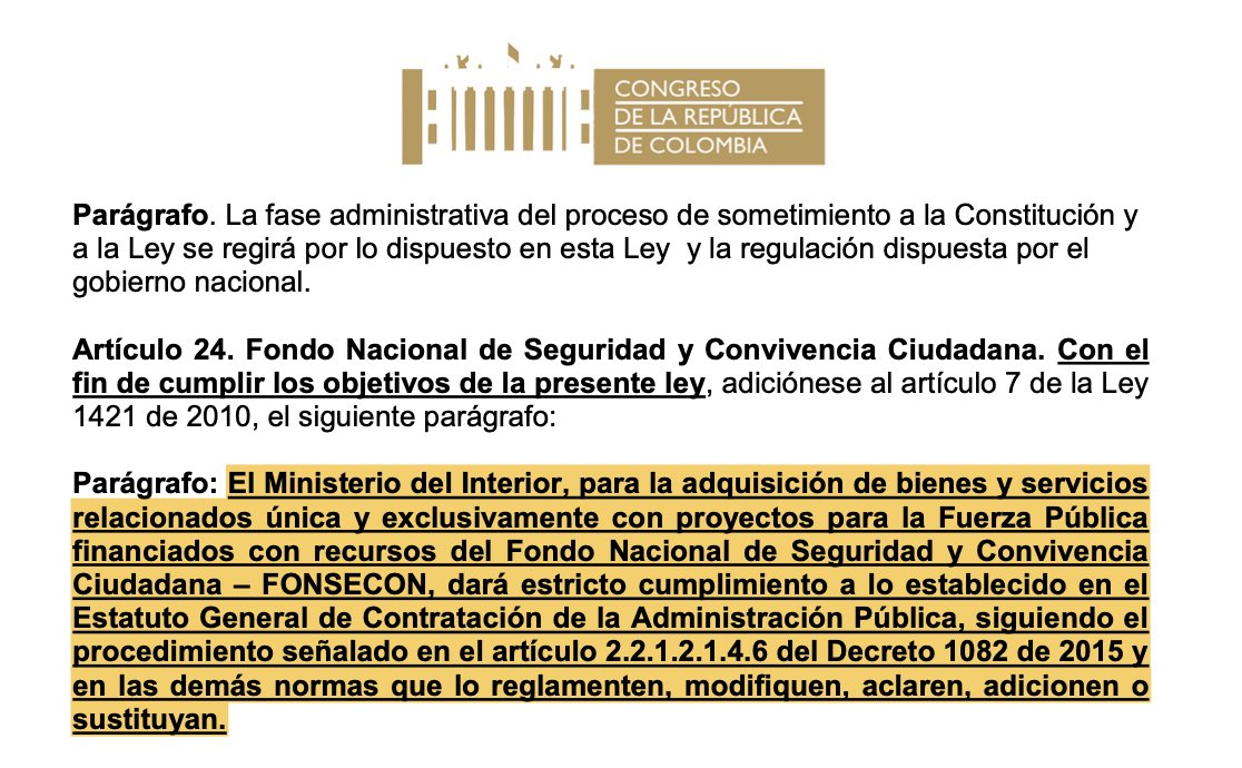 AnaErazoR's tweet photo. 🚨ATENCIÓN | El proyecto de “ley de sometimiento” que hoy quiere pupitrear la coalición de @ABDELAESPRIELLA para favorecer a testaferros, narcotraficantes y lavadores de plata, mete un mico que tiene toda la impronta de @Rodrigo_Lara_.

Ministro @Rodrigo_Lara_: ¿QUÉ TIENE QUE VER una ley de convivencia con que a usted le entreguen facultades para contratar elementos de seguridad con recursos del Fondo Nacional de Seguridad y Convivencia FONSECON, bajo reserva, sin pasar por un proceso de contratación PÚBLICA y sin que se pueda hacer seguimiento y control?

¿Qué quiere comprar y a qué países? ¿PARA QUÉ NECESITA facultades de contratación bajo reserva como las del @mindefensa si usted está al frente del @MinInterior?

Esto es un mico de tamaño descomunal. Con esto, @ABDELAESPRIELLA busca atribuir facultades que se extralimitan y que no corresponden al Ministerio del Interior.

Y ESTO ES LO QUE LE QUIEREN APROBAR los congresistas sumisos de Abelardo.