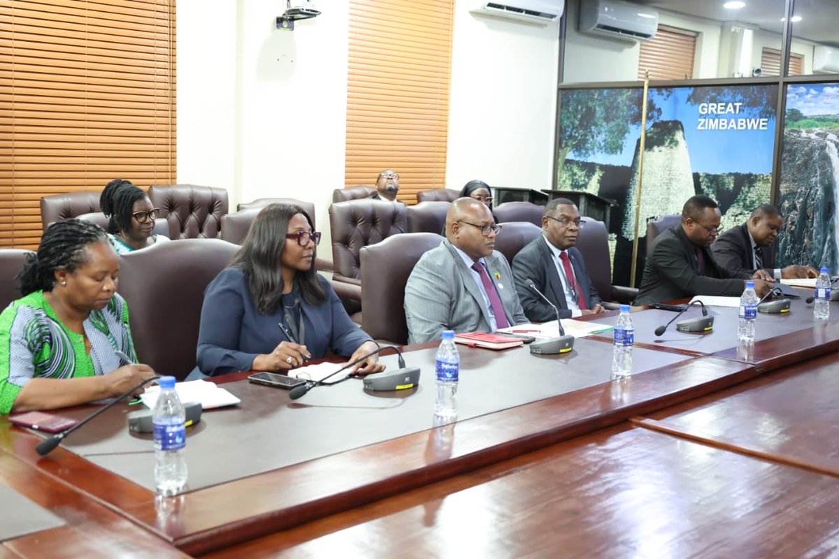 MoFA_ZW's tweet photo. This evening at the Munhumutapa Offices, the Minister of Foreign Affairs and International Trade, Hon. Prof. dr. Amon Murwira, received a courtesy call from his Zambian counterpart, Hon. Mulambo Haimbe, the Minister of Foreign Affairs and International Cooperation, to solidify bilateral relations on the eve of the 25th COMESA Heads of State and Government Summit set for this Thursday in Harare. 

Prof. Murwira took the opportunity to formally congratulate Minister Haimbe on his appointment as Zambia’s Foreign Minister, emphasizing that his leadership provides vital institutional continuity for the deep, historical brotherhood between Harare and Lusaka. 

Under the "Zimbabwe is Open for Business" doctrine, the two Ministers held constructive deliberations aimed at strengthening cross-border trade, expanding transport infrastructure, and harmonizing custom logistics along the shared Zambezi corridor to benefit the broader US$1.23 trillion COMESA market. 

The strategic engagement solidifies essential regional consensus and Pan-African unity as Zimbabwe prepares to officially assume the Chairmanship of COMESA tomorrow and take up its historic non-permanent seat on the United Nations Security Council for the 2027–2028 term, ensuring a highly synchronized SADC front to champion international law, global peace, and Global South perspectives on the world stage.
