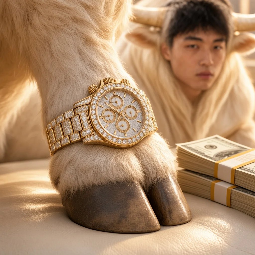 KimchiFinalBull's tweet photo. The watch is heavy.

Gold, diamonds, and a hoof that has never once checked the time. https://t.co/YOCRAxBweS
