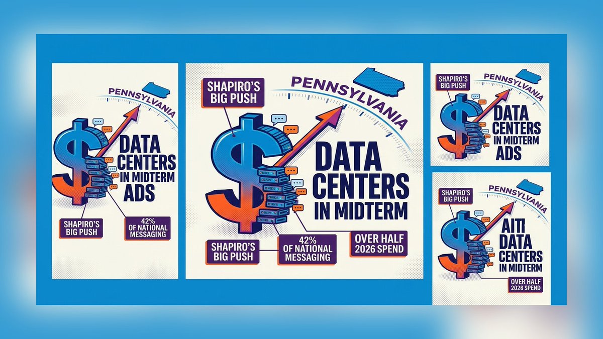 _roshan_pr_'s tweet photo. Data centers are becoming campaign shorthand: Sensor Tower says Shapiro for Pennsylvania drove 42% of national data-center ad messaging, with more than half of its 2026 spend mentioning them by Oct. 2. #midterms

https://t.co/hDsGo6ucw2

#Politics https://t.co/jMFRZKOsYQ