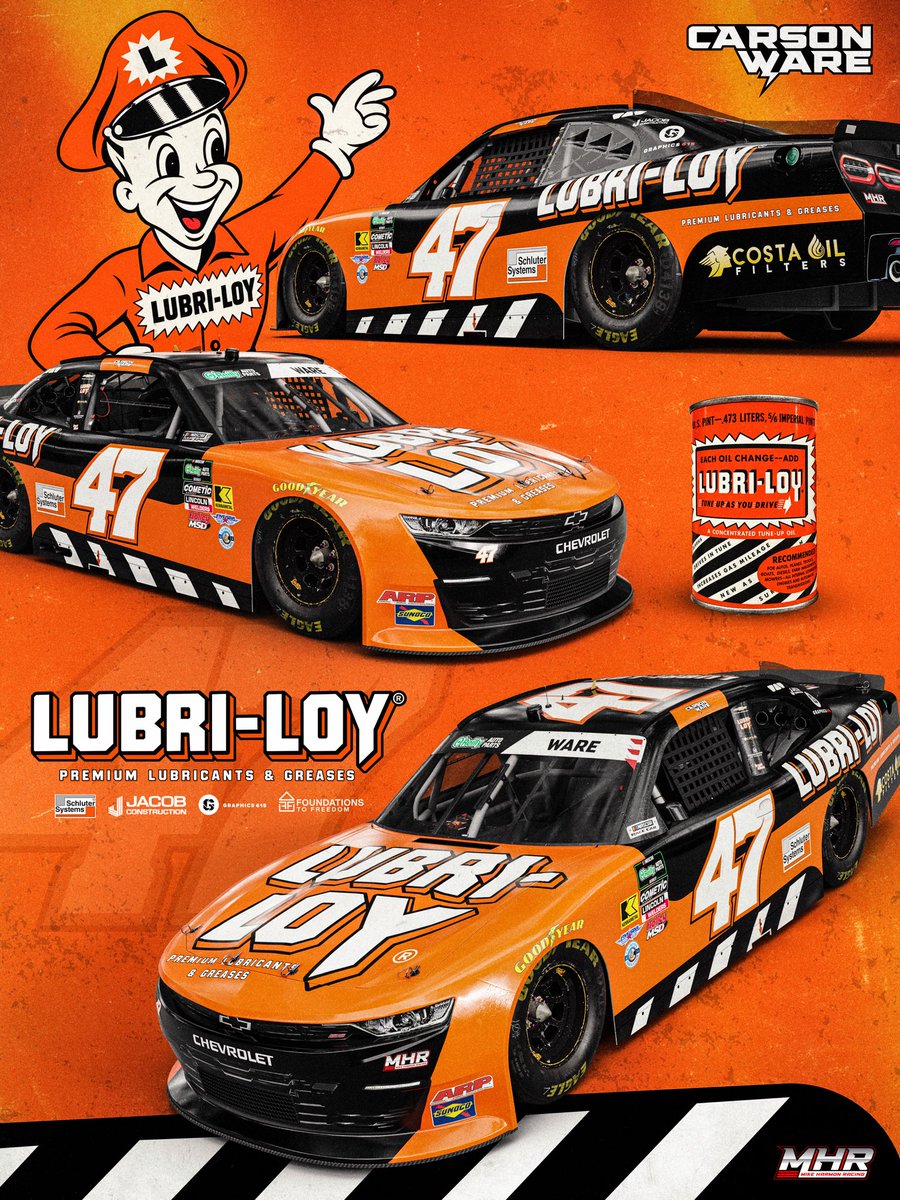 carsonreedware's tweet photo. Excited to be back @TALLADEGA in our #47 @lubriloyco #Chevy 😎🔥🛢️

First of many with @lubriloyco ! The chance to represent such a legacy oil company, and having @schluterNA and @CostaOilCo apart of it is awesome. 

See you Saturday.
#nascar https://t.co/4SlEDbsTIZ