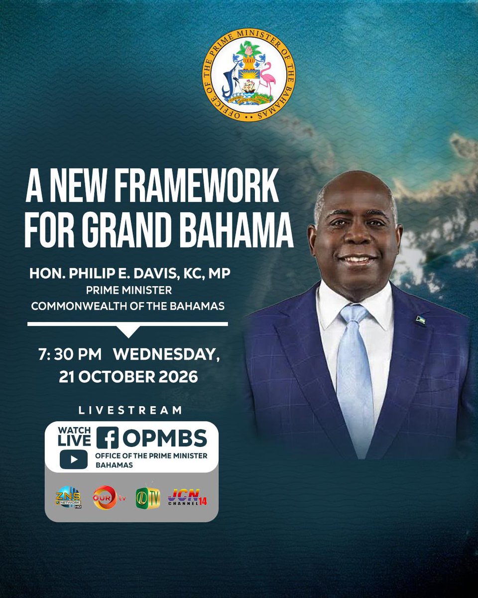 opmthebahamas's tweet photo. Join us this evening at 7:30 PM as Prime Minister Davis addresses the country from the Grand Bahama Shipyard, presenting “A New Framework for Grand Bahama.” https://t.co/T2z1IBxXLT